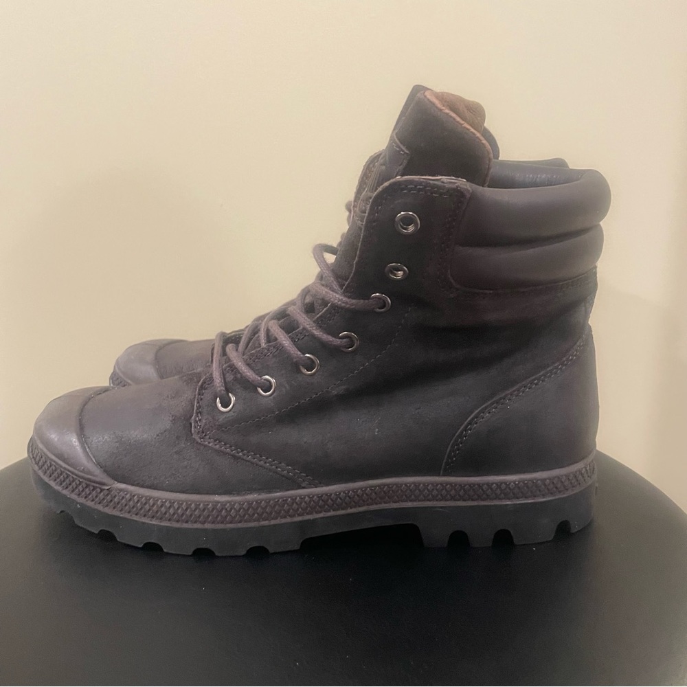 Palladium Wendy Rush F Dark Brown Slate Womens Leather Combat Boots Size 10